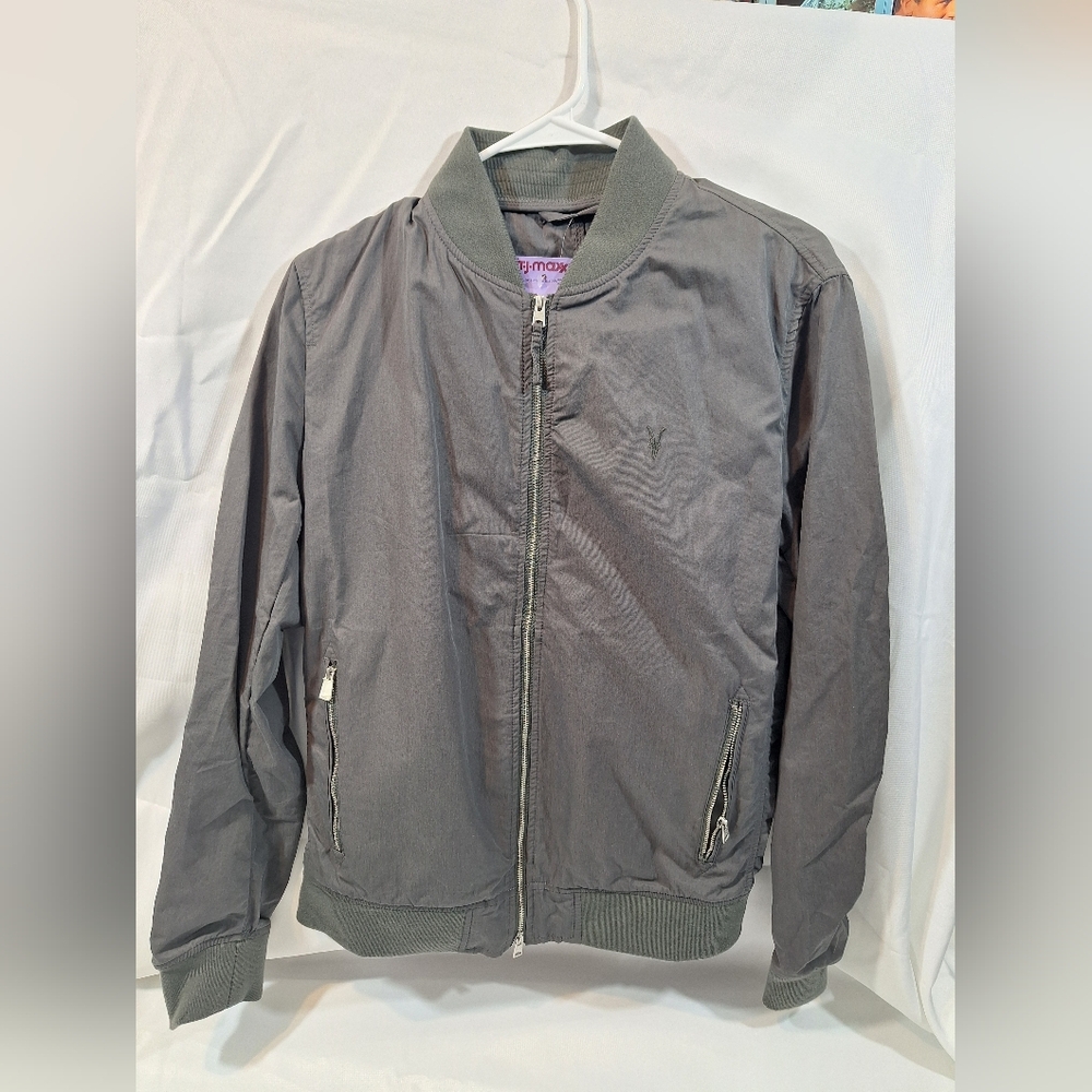 AllSaints Bassett  Ramskull Bomber Jacket Gray XS NWT - Pocket Zipper Broken